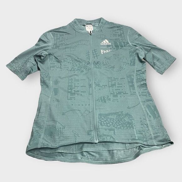 Adidas x Parley Heat RDY Cycling Jersey HI6832 Green Womens size Medium NWT - Picture 1 of 9